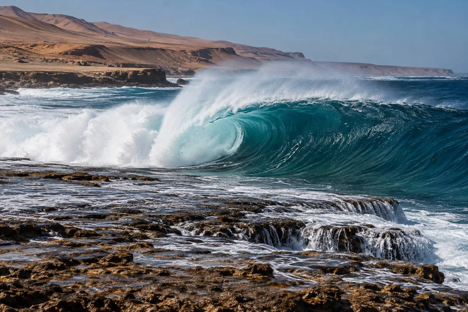 A remote, powerful reef break at Cactus Beach on the Eyre Peninsula, South Australia